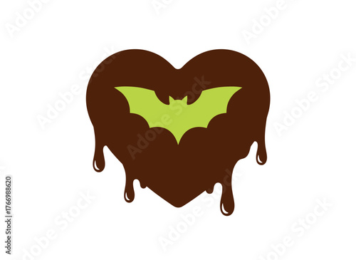 Dubai chocolate heart-shaped bar filled with knafeh and pistachio, a popular viral luxury chocolate vector illustration