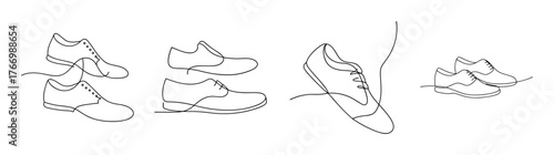 Detailed line drawings of classic brogue shoes in multiple angles