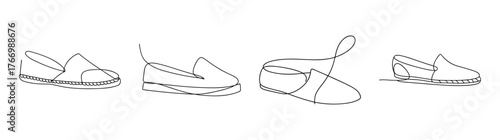 Detailed hand drawn sketch of various espadrille styles for fashion design