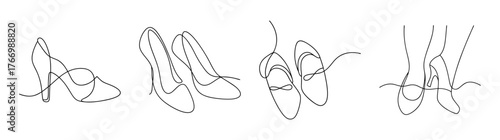 Collection of vintage shoe designs sketches displayed as line drawings