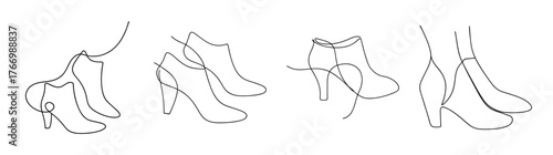 Four pairs of stylish high heel ankle boots fashion sketch designs