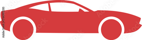 A simple red silhouette of a sports car is shown against a white background.