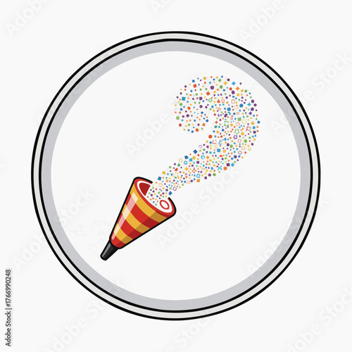Festive party popper exploding confetti celebration vector graphic for events