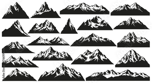 Set of mountain silhouettes vector illustration of mountain ranges perfect for outdoor adventure logos and backgrounds
