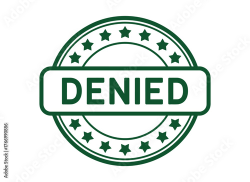 Vector art of denied stamp in green color with stars around