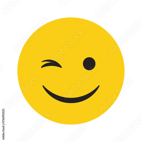 A yellow smiley face icon winks with a broad smile.