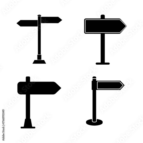Minimalist silhouette of a two-way directional signpost icon for navigation and choices vector