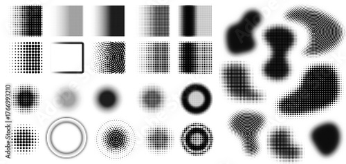 Halftone Gradients, Fully Editable Vector of Gradients in Halftone Pattern, Multiple Patterns of Gradients