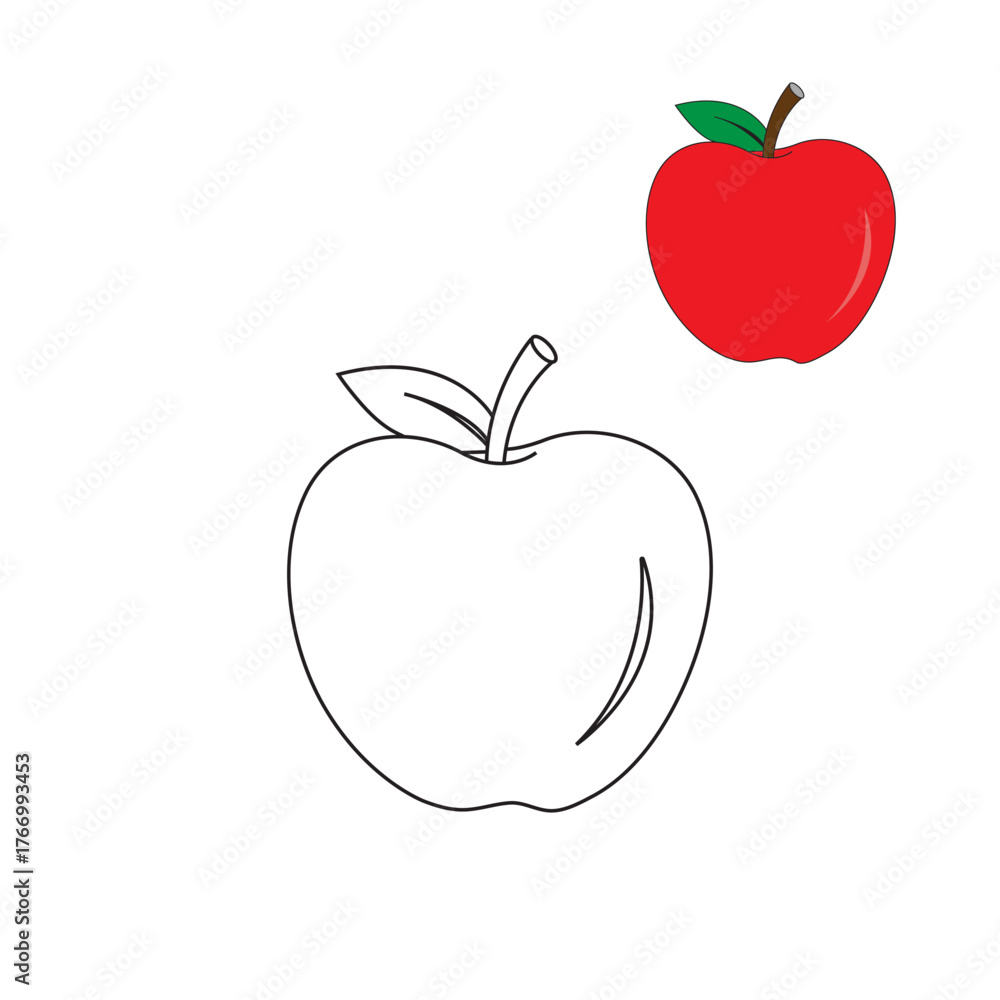 Fototapeta premium Simple apple coloring illustration