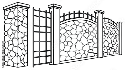 CAD Drawings. Set of Vector Stone Wall Pattern for Landscape Architecture and Design
