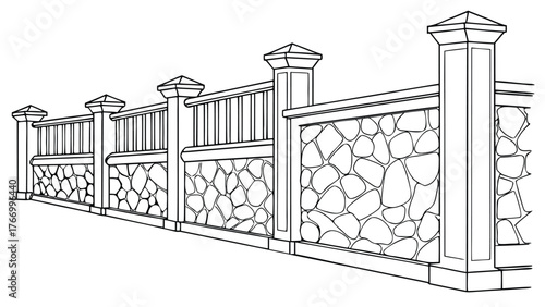 CAD Drawings. Set of Vector Stone Wall Pattern for Landscape Architecture and Design