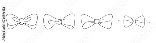 Collection of bow tie sketches in a simple elegant line art style