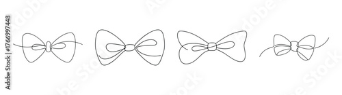 Collection of detailed outline drawings of various bow tie styles