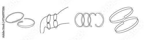 Elegant jewelry sketches featuring bracelets rings and a hand gesture
