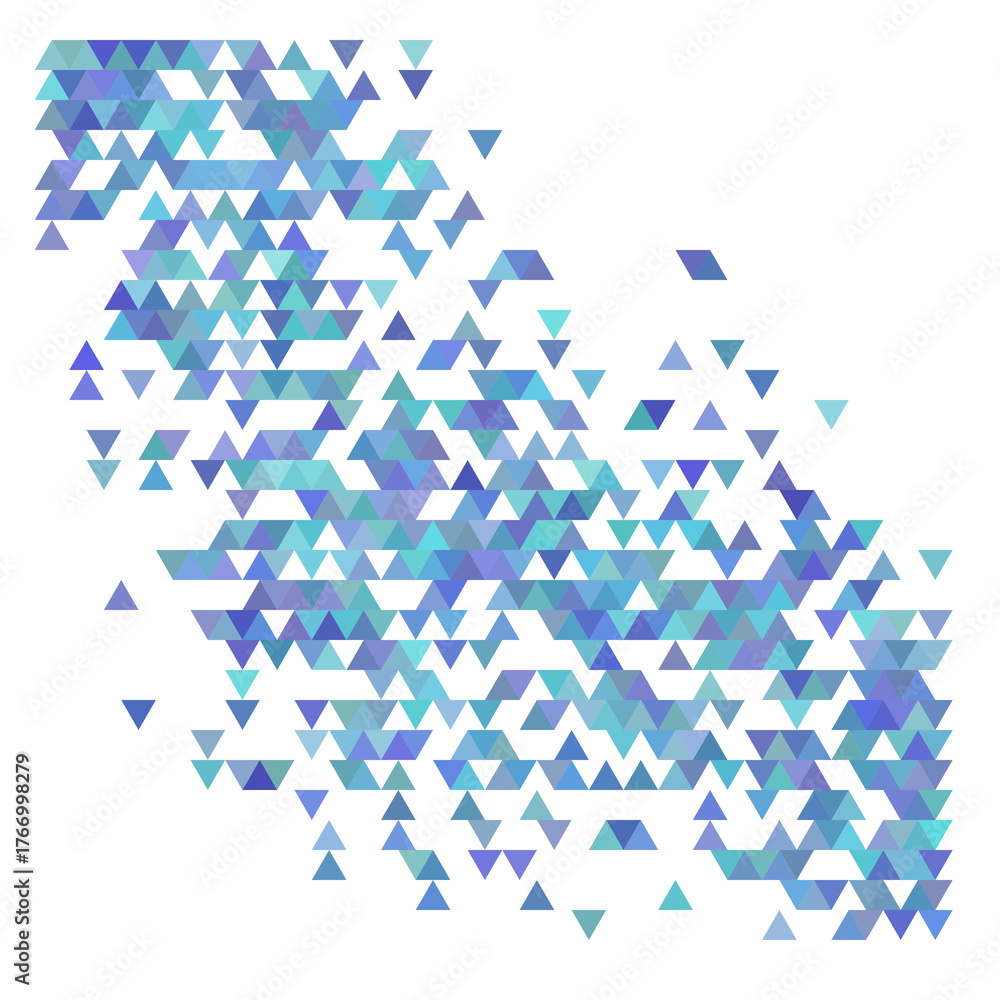 Fototapeta premium Blue and purple triangle halftone random background.