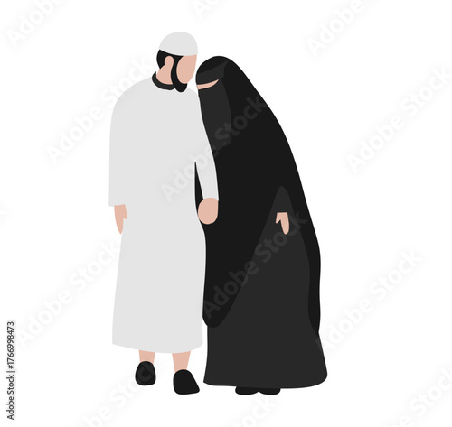 Muslim Couple in Traditional Clothing Illustration