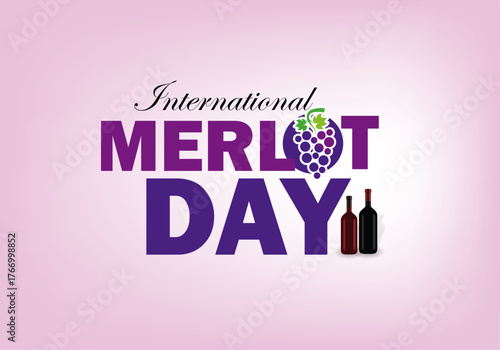 Celebratory international merlot day wine illustration with grapes and festive elements