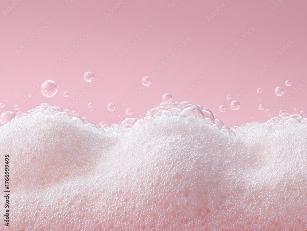 Fototapeta premium White Microfoam Rising on Pastel Pink Background — Minimalist Skincare Concept