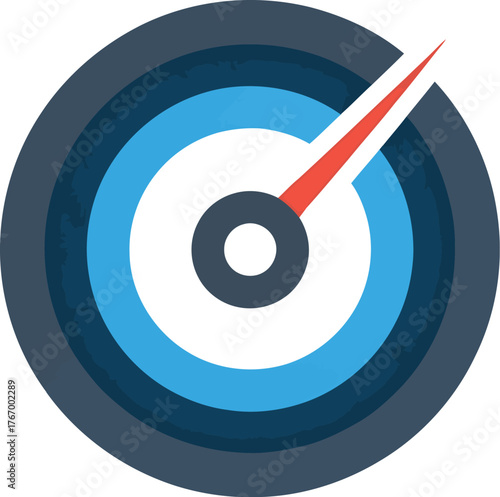 Modern flat design icon of a speedometer or gauge measuring speed and performance.