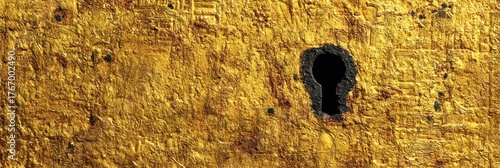 Gold-colored surface with a keyhole