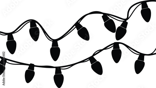 Vector christmas lights string decoration holiday festive silhouette illustration