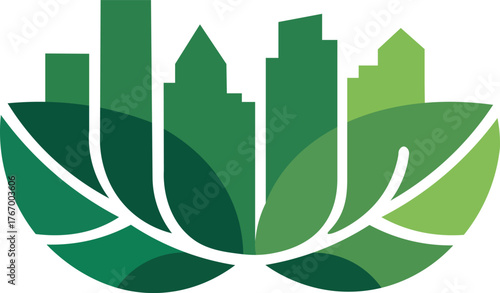 Green city Construction company logo symbol Vector Art, Icons, and Graphics for designers