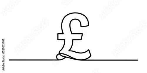Continuous line art drawing of the pound sterling symbol minimalist abstract illustration vector