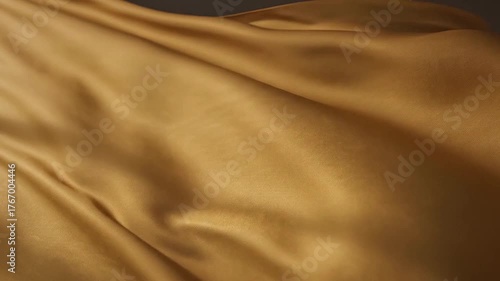 Shimmering gold fabric with a silk-like texture waving gently in a seamless loop.