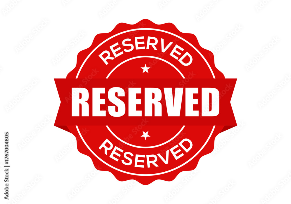 Obraz premium Reserved Stamp red seal. Red Reserved Badge Stamp vector Label Design Isolated on Transparent Background
