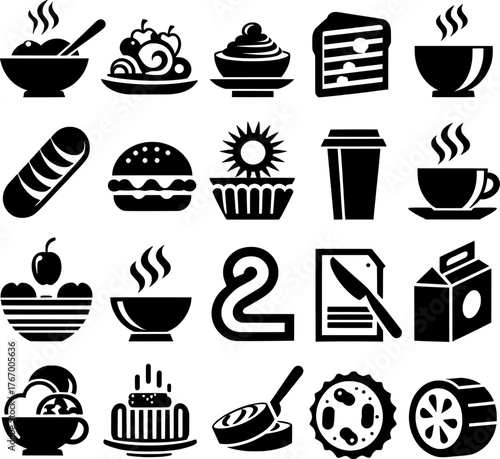 Vector art of collection of food and drink icons