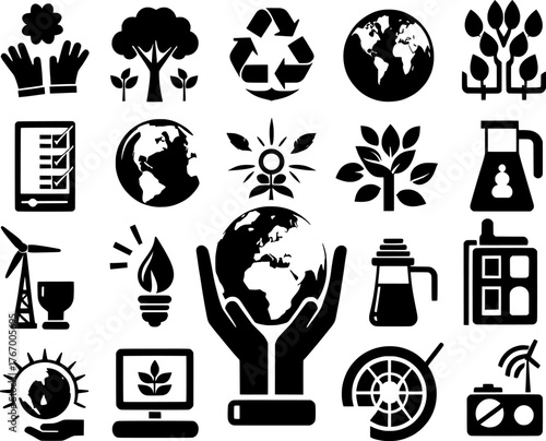 Vector art of collection of environmental and ecological icons