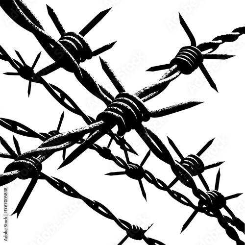 Vector art of barbed wire fence