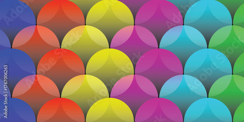 Colorful Circle Pattern: An abstract design showcases a captivating pattern of overlapping circles, each one showcasing a vibrant gradient of colors.