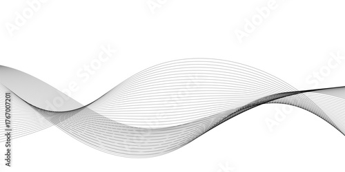 Wavy business curve lines on transparent background. Abstract ocean wave line background. Wave swirl, frequency sound wave, twisted curve lines with blend effect	
