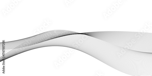 Wavy business curve lines on transparent background. Abstract ocean wave line background. Wave swirl, frequency sound wave, twisted curve lines with blend effect	
