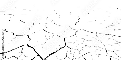 Cracked dry earth texture symbolizing drought and global warming. High-contrast black and white cracked soil background perfect for environmental design, climate change, or natural texture projects.