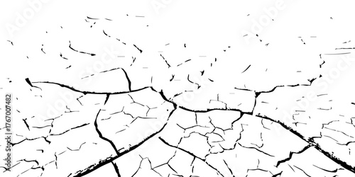 Cracked dry earth texture symbolizing drought and global warming. High-contrast black and white cracked soil background perfect for environmental design, climate change, or natural texture projects.