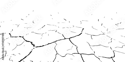 Cracked dry earth texture symbolizing drought and global warming. High-contrast black and white cracked soil background perfect for environmental design, climate change, or natural texture projects.