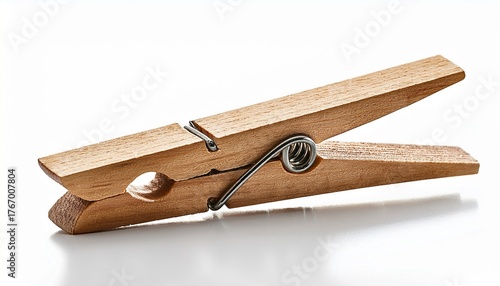 detailed wooden clothespin with spring mechanism