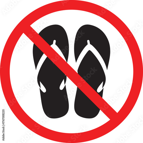 No flip flops prohibition symbol for footwear restriction