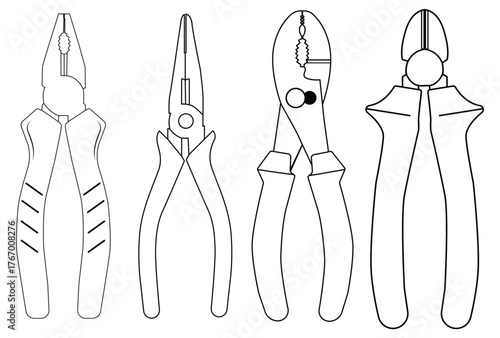   Set of pliers, pincers, and pruning scissors vector 