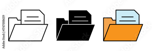 A modern flat-style folder file storage icon in colored, filled, and stroke design. Represents office file management, data organization, and document storage.
