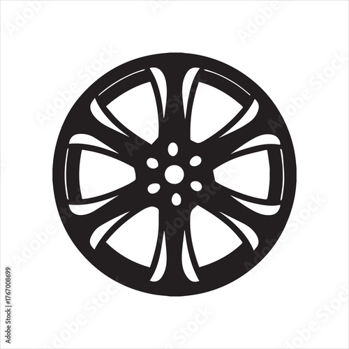 car wheel rim cover silhouette vector illustration, car wheel rim cover icon