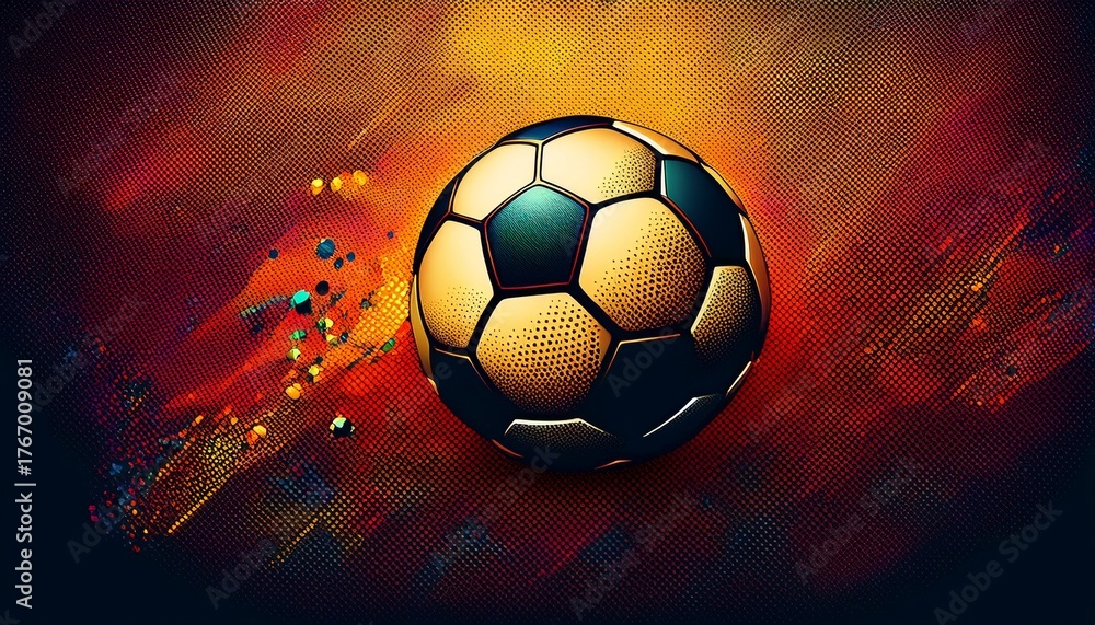 Fototapeta premium soccer ball with halftone texture