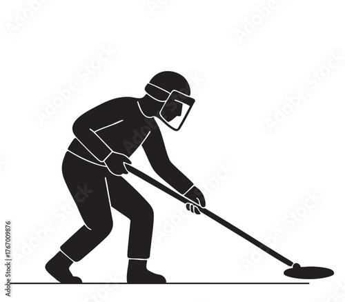 one line primitive black silhouette flat demining mine search