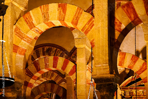interior detail iluminated mosque of Cordoba