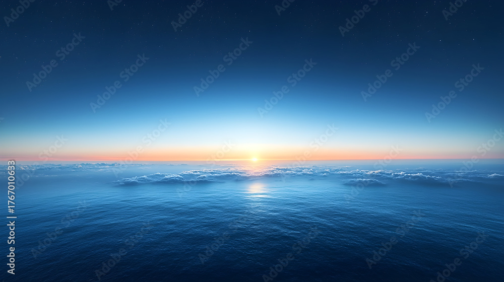 Obraz premium A minimalist blue gradient background, shifting from deep navy at the top to a soft sky blue at the bottom.