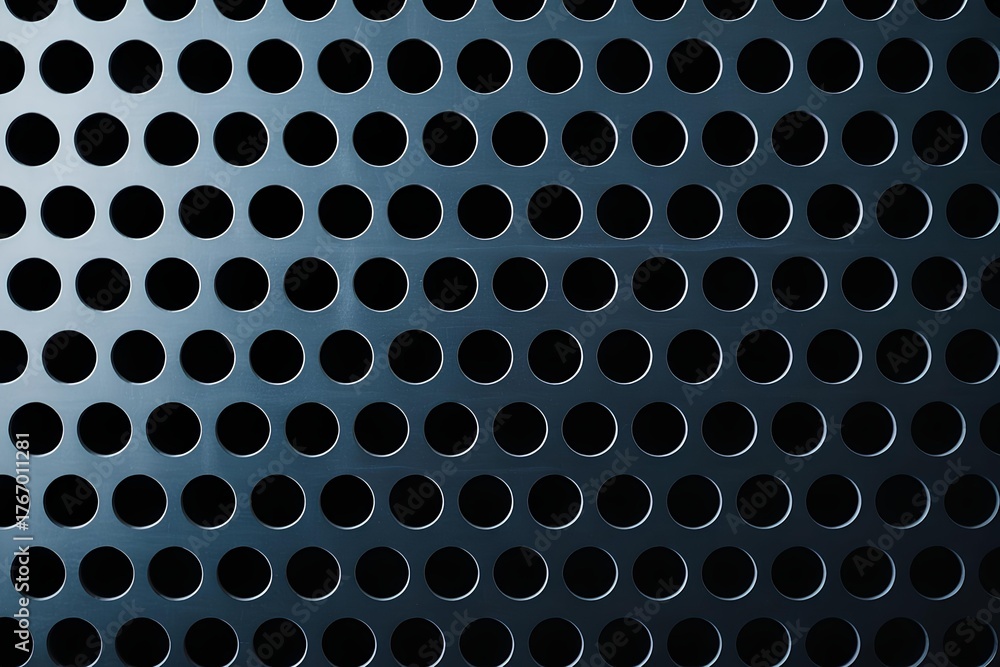 black perforated metal background texture, seamless industrial grille pattern