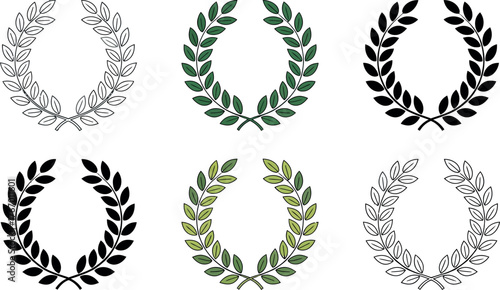 Vector art of collection of laurel wreath in different styles