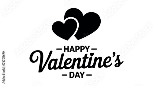 Vector art of happy valentines day with two hearts for greeting card